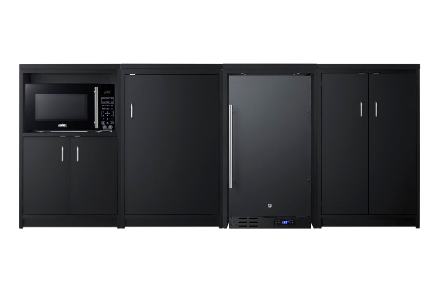 85" Wide Casework Suite with Refrigerator, Microwave, and Cabinets (Model CWSUITE85R)
