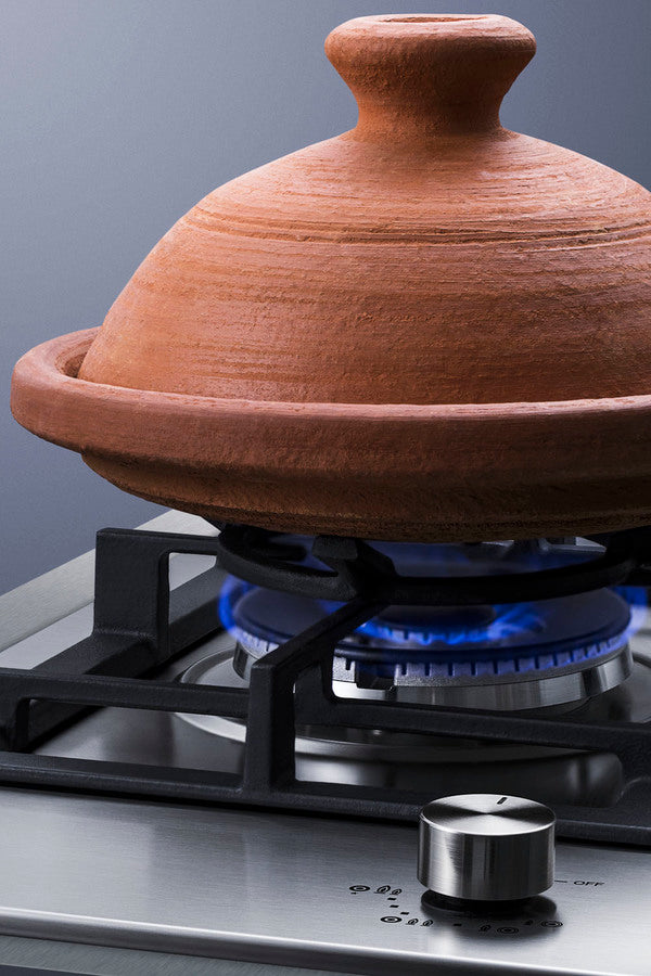 1-burner gas cooktop made in Italy w/15" wide trim kit in stainless steel with sealed dual flame burner, cast iron grat