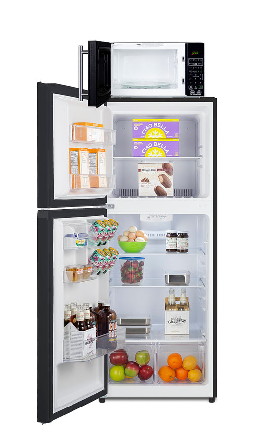 Mid-sized refrigerator-freezer and microwave with built-in allocator, with brackets included (ships in 3 boxes on one pa