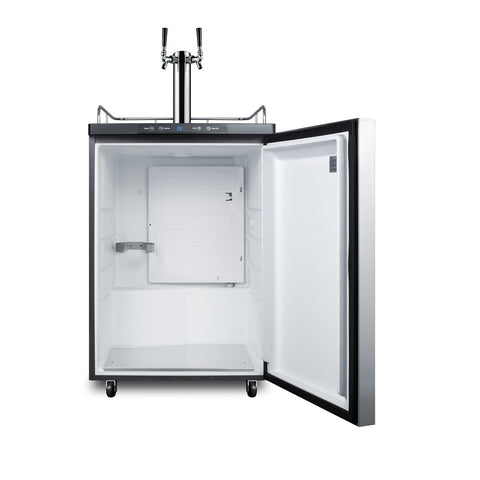 Accucold Freestanding dual tap residential beer dispenser, auto defrost w/digital thermostat, SS wrapped door, horizontal handle, (Model SBC635MSSHHTWIN)