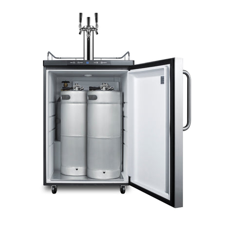 Accucold Freestanding residential beer dispenser, auto defrost with triple tap kit, digital thermostat and stainless steel door (Model SBC635MSSTBTRIPLELHD)