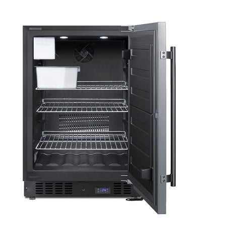 Frost-free built-in undercounter all-freezer for residential use, with icemaker, digital thermostat, stainless steel doo