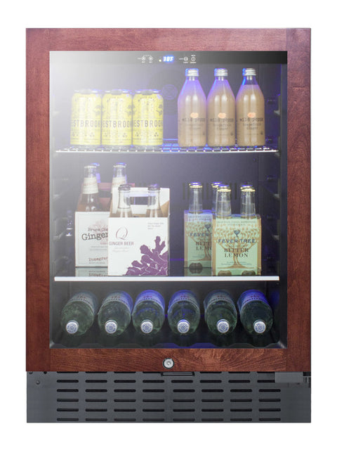 Accucold Built-in undercounter beverage refrigerator with panel-ready glass door, digital controls, lock, and black cabinet (Model SCR2466BPNR)