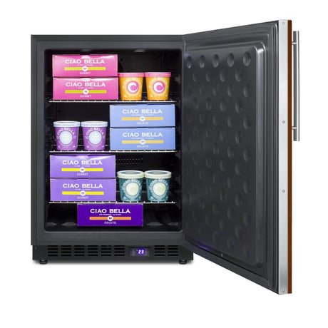 Frost-free outdoor all-freezer for built-in or freestanding use with icemaker, panel-ready door, black cabinet, digital (Model SPFF51OSIFIM)