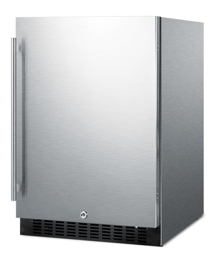 Accucold Outdoor all-refrigerator for built-in use, with lock, digital thermostat, and stainless steel wrapped exterior (Model SPR627OSCSSLHD)