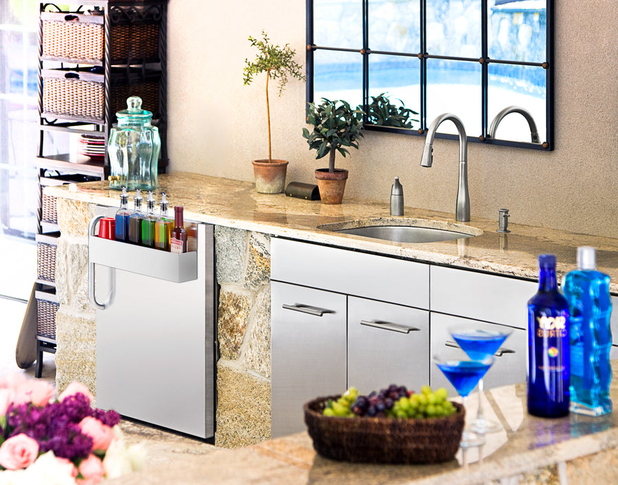 Accucold Outdoor commercial built-in all-refrigerator in stainless steel with speed rail (Model SPR7BOSSTSRLHD)