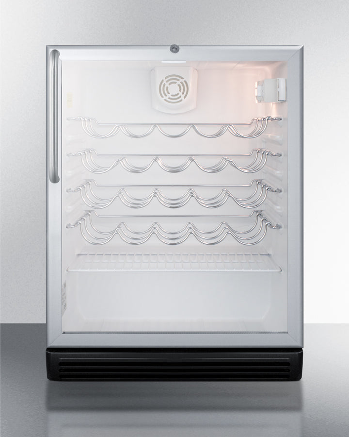ADA compliant, commercially approved wine cellar for built-in undercounter use, with glass door and stainless steel cabi