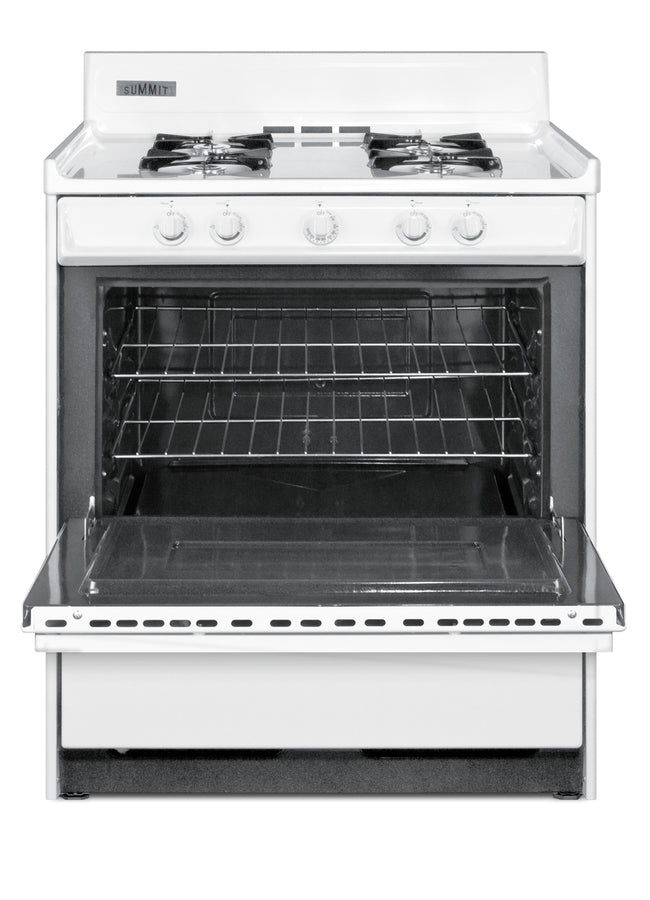 30" Wide Gas Range in White with Open Burners and Spark Ignition