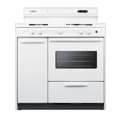 Accucold 36" Wide Gas Range in White with Open Burners, Storage Compartment, Oven Window, High Backguard, and Spark Ignition