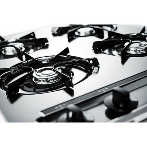 Accucold 24" Wide Open Burner Gas Cooktop in Brushed Chrome with Spark Ignition
