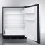 Built-in undercounter ADA compliant all-refrigerator with black stainless steel door, horizontal handle, black cabinet,