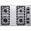 30" wide open burner gas cooktop in brushed chrome with spark ignition