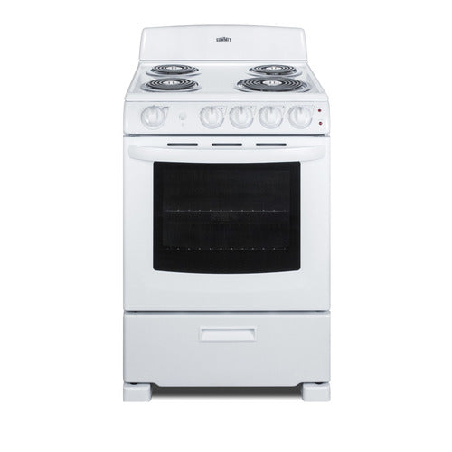 Accucold 24" Wide Electric Coil Top Range in White Finish with Oven Window