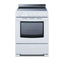 24" wide smooth-top electric range in white, with lower storage drawer and oven window