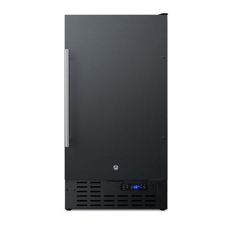 Accucold ADA compliant 18" wide frost-free freezer in black for built-in or freestanding use, with lock and digital