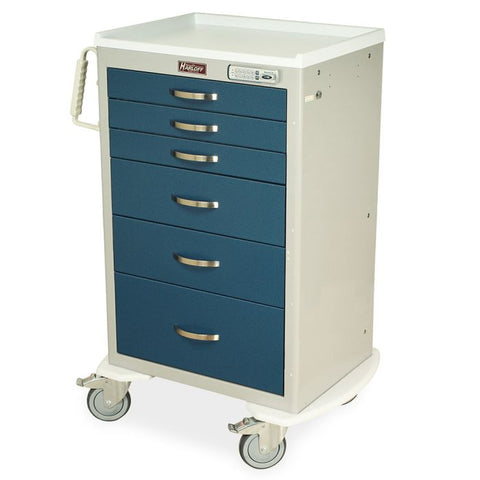 Harloff M-Series Cart - Medium Width Tall Cabinet With 30" of Vertical Drawer Space, Key Locking, 4 Drawers 1-3, 3-9.