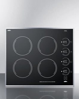 Accucold 24" Wide 230V 4-Burner Radiant Cooktop (Model CR424BL)