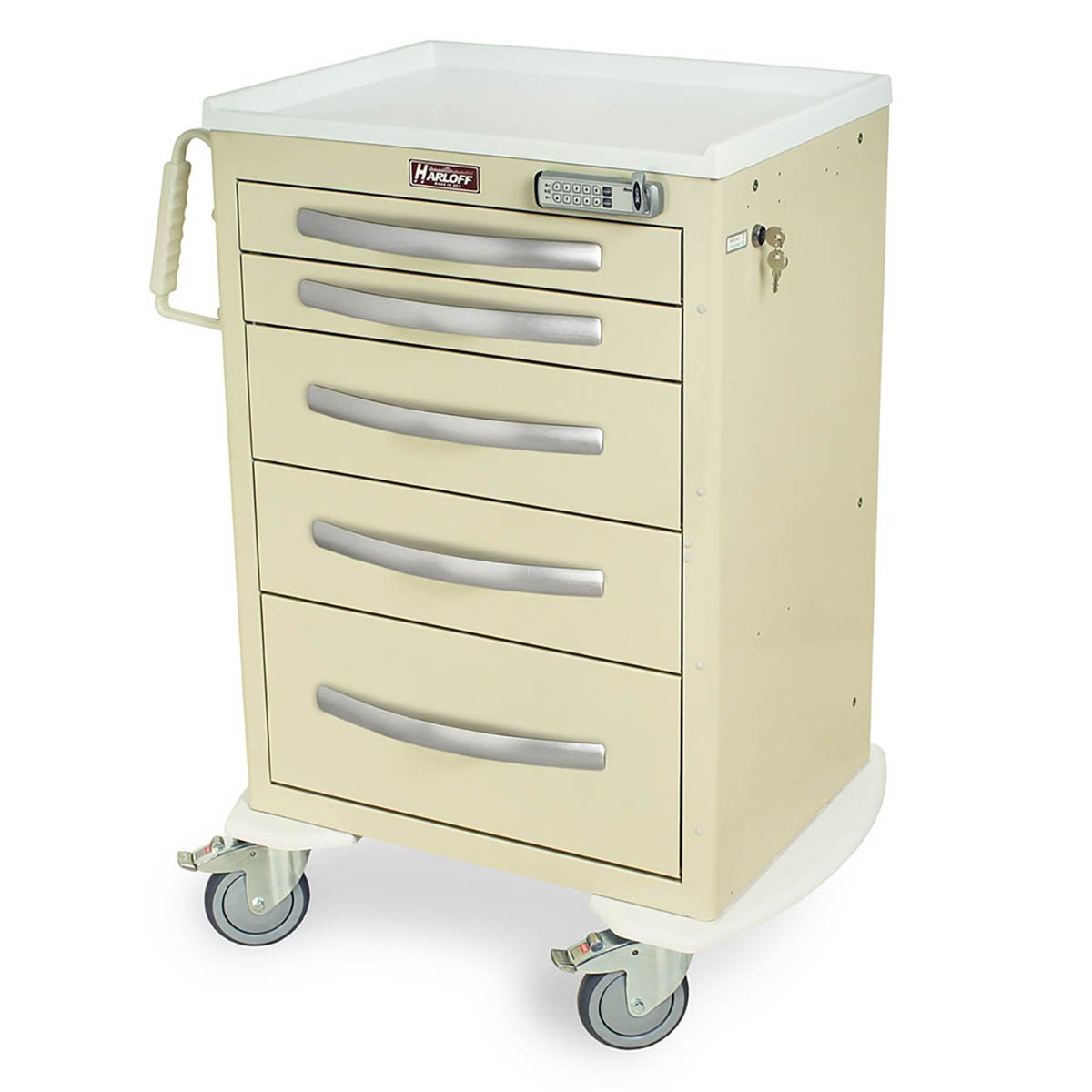 Harloff Wood Vinyl Coated Aluminum Cart, Basic Electronic Pushbutton Lock with Key Lock Override, Factory Set User and
