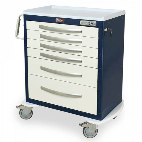 Harloff A-Series Aluminum Cart - Standard Width Medium Height Cabinet with 27" of Vertical Drawer Space, Key Locking, 5