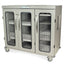 Stainless Steel Triple Column Three Quarter Height Mobile Cabinet with (3) Locking Doors with Tempered Glass Window Inse