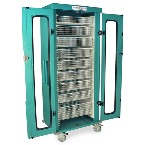 Harloff Stainless Steel Shelf for Single Column SLIM LINE Medical Storage Cart with 2 Adjustable Dividers