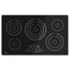 36" wide smooth-top 5-burner radiant cooktop in black glass