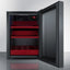BeautiFridge cosmetics refrigerator with ruby shelving and glass door