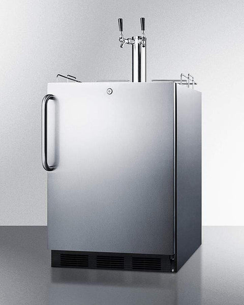 Accucold ADA compliant commercial outdoor wine dispenser in complete stainless steel, designed for built-in or