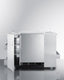 Outdoor serving cart with space for 24" wide refrigerator