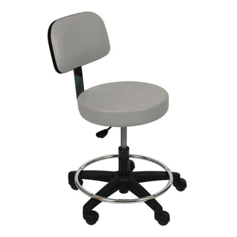 UMF Medical Ultra Comfort Stool with Back Rest & Foot Ring, Pneumatic Height Adjustment