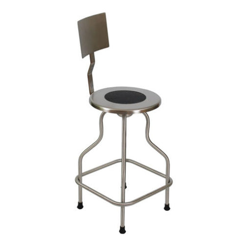 UMF Medical Stainless Steel Revolving Stool with Backrest and Foot Ring