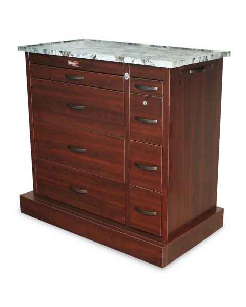 Harloff Wood Vinyl Coated Aluminum Cherry Mahogany Cabinet Finish. Standard Package Includes Pull-Out Shelf and