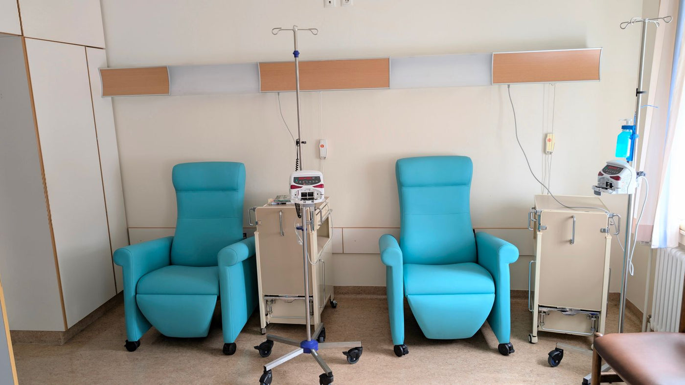 Treatment recliners and infusion chairs in a clinic room
