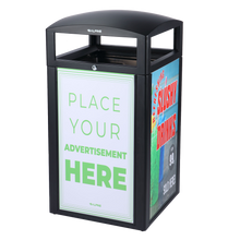 Rugged 40 Gallon All Weather Trash Container, With Advertisement Panels, Grey Stone