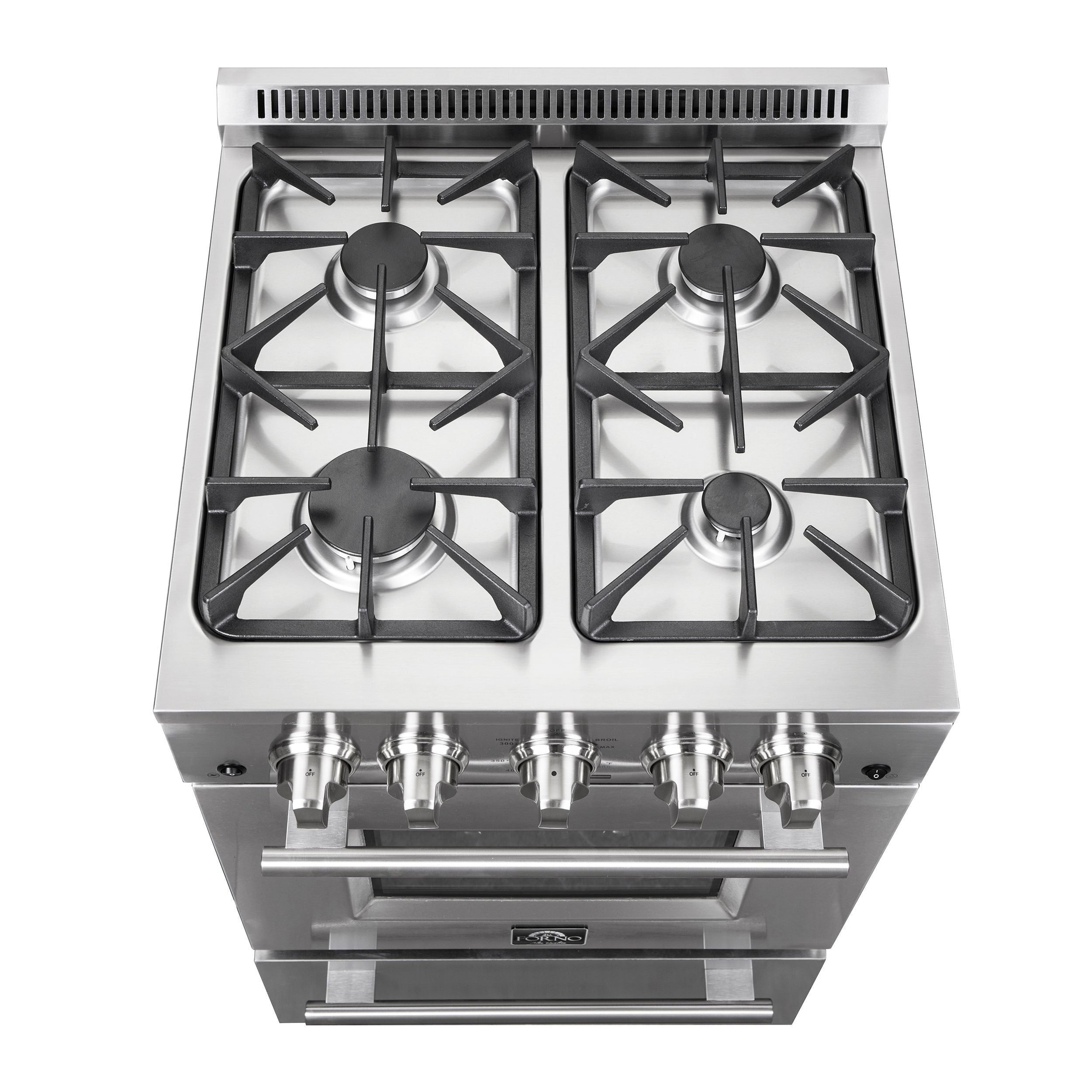 24" Wide Sealed Burner Gas Range in Stainless Steel with High Backguard Main image
