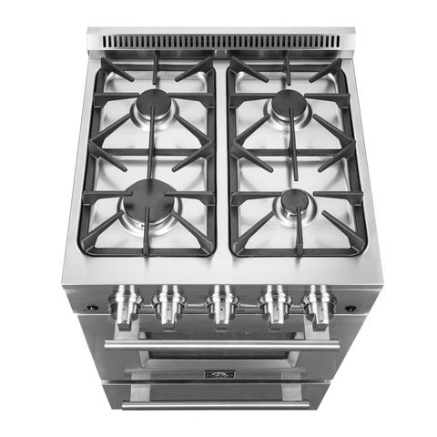 Accucold 24" Wide Sealed Burner Gas Range in Stainless Steel with High Backguard