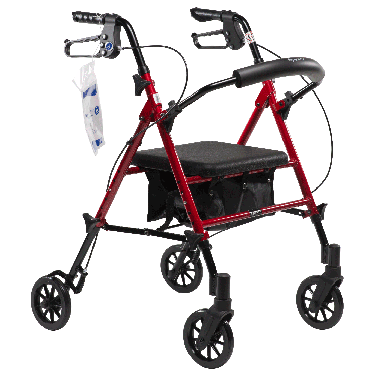 DynaGo Flex adjustable height rollator red