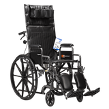 DynaRide Reclining Wheelchair 18" x 16" w/ Detach Desk Arm Silver Vein