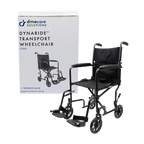 DynaRide Transport Wheelchair 19" x 16" w/ Fixed Full Arm  Silver Vein