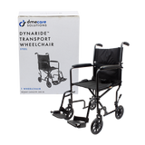 DynaRide Transport Wheelchair 19" x 16" w/ Fixed Full Arm  Silver Vein