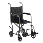 DynaRide Transport Wheelchair 17" x 16" w/ Fixed Full Arm  Silver Vein