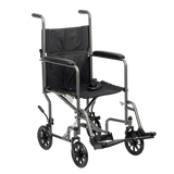 DynaRide Transport Wheelchair 17" x 16" w/ Fixed Full Arm  Silver Vein