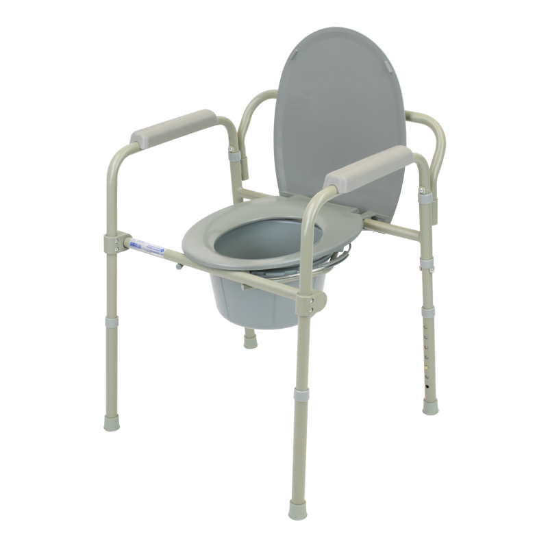 Elongated Folding Bedside Commode, Collapsible Bucket