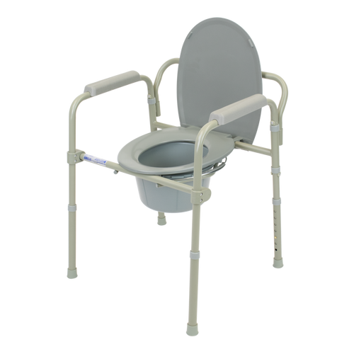 Elongated Folding Bedside Commode, Collapsible Bucket
