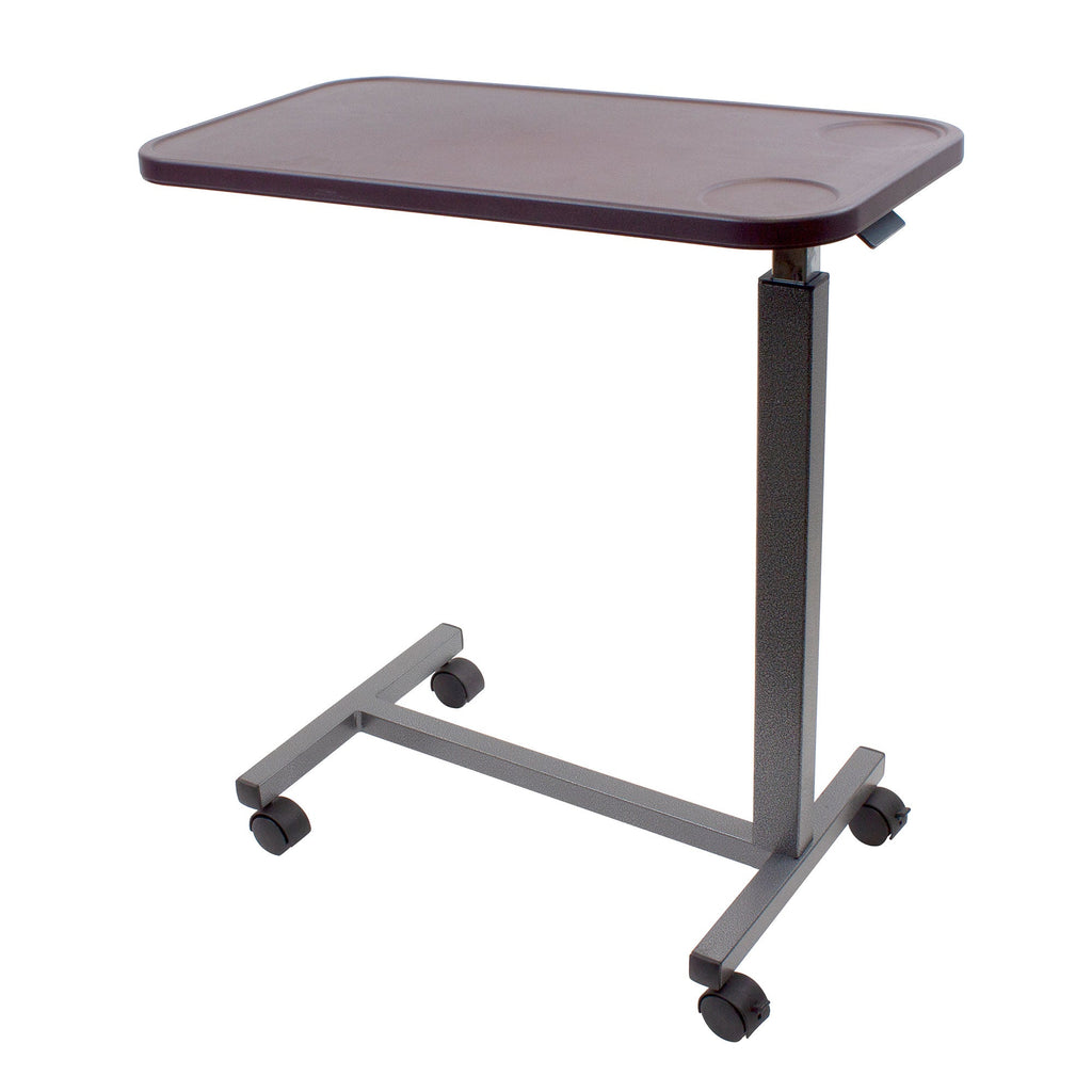 Dynarex plastic overbed table, mahogany finish