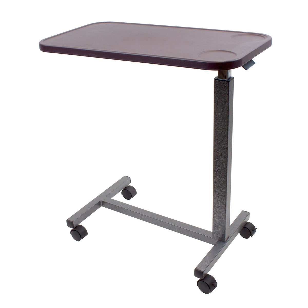 Dynarex plastic overbed table, mahogany finish