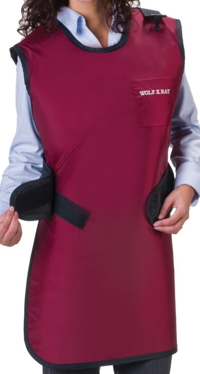 QUICK DROP APRON - .25 mm   Lead Free with Collar   22X37  Red   -  Small