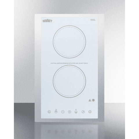 Accucold 115V 2-burner cooktop in white ceramic glass, made in Europe