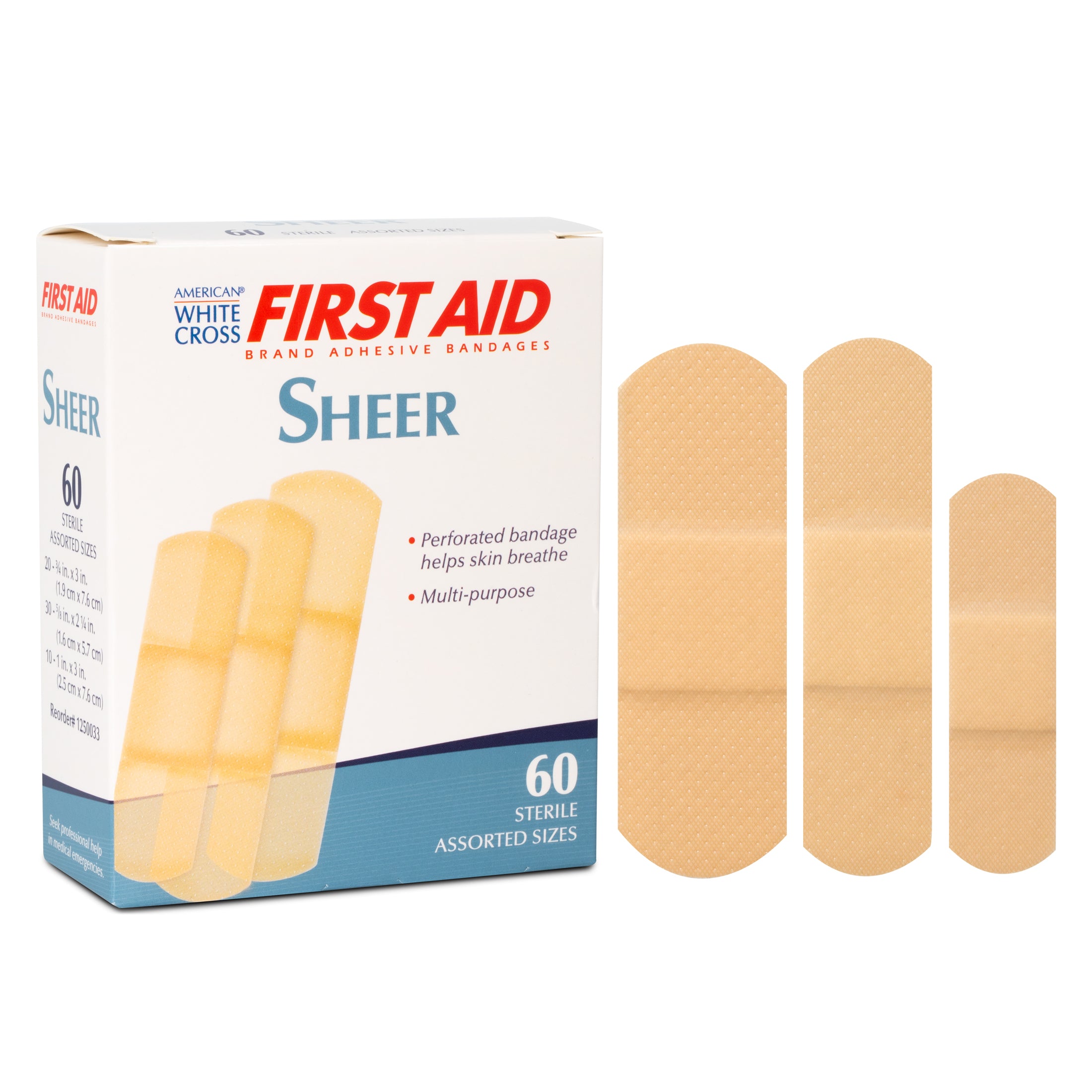 Sheer Adhesive Bandages, Assorted Sizes - 1250033