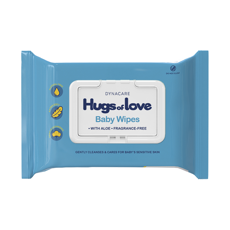 Hugs of Love Baby Wipes unscented w/ Plastic Lid 5" x 7" Main image